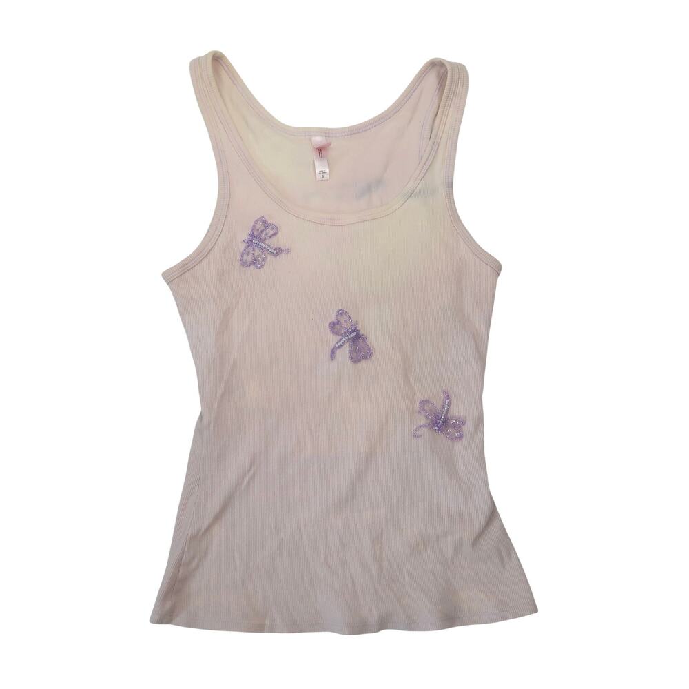 Vintage Y2K Victoria's Secret Light Purple Beaded Dragonfly Tank Top S